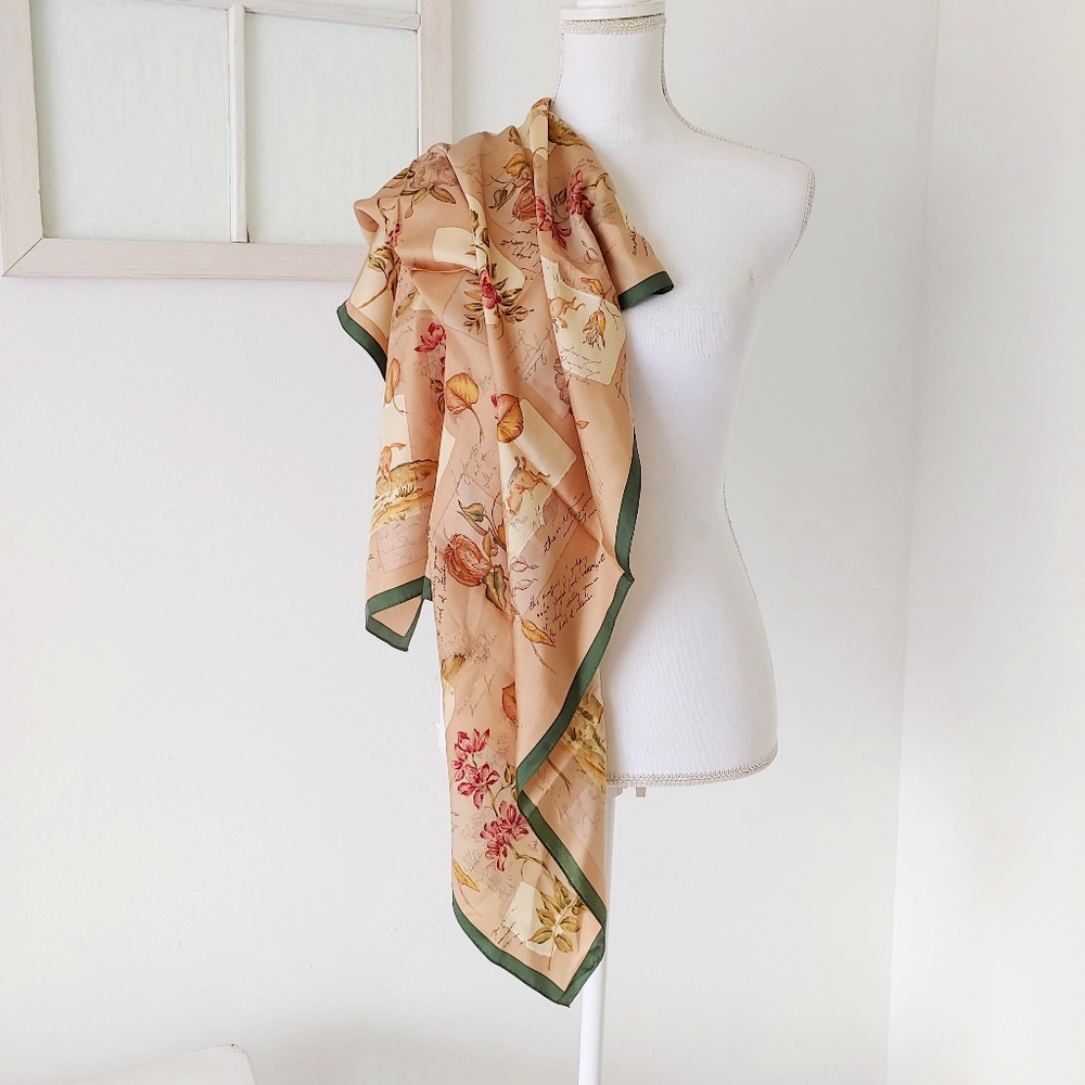 Talbots Floral Equestrian Silk Scarf